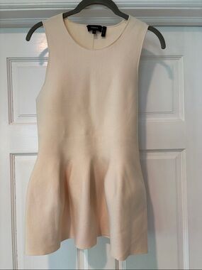 Theory Cream Sleeveless Peplum Tank Top